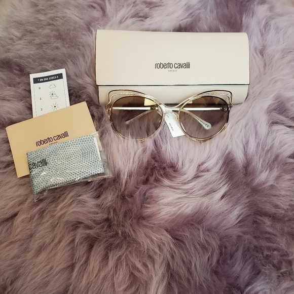 roberto Cavalli Cat Eye Sunglasses Gold NWT - Picture 12 of 12